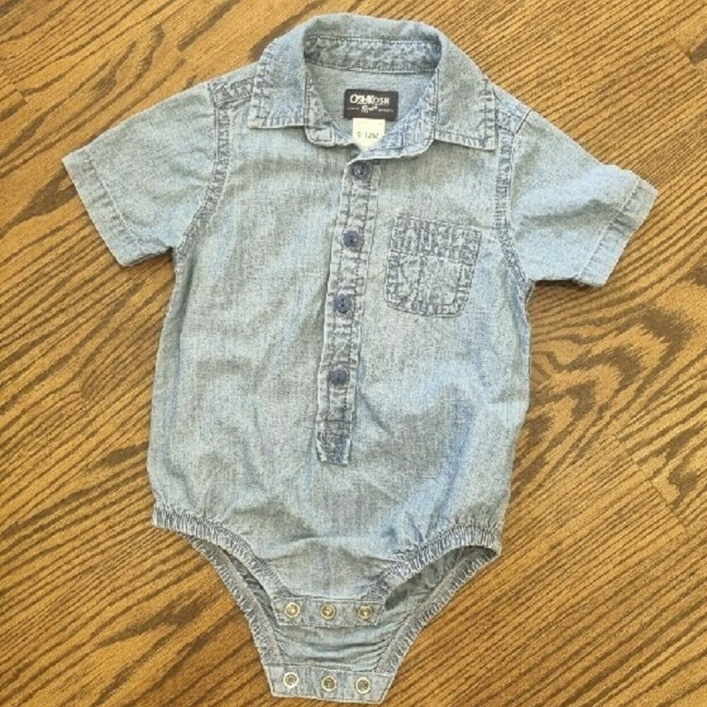 OshKosh B'gosh Faded Demin Romper 9-12m